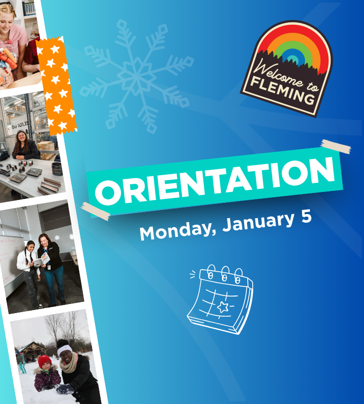 Orientation graphic with a scrapbook style for January 5