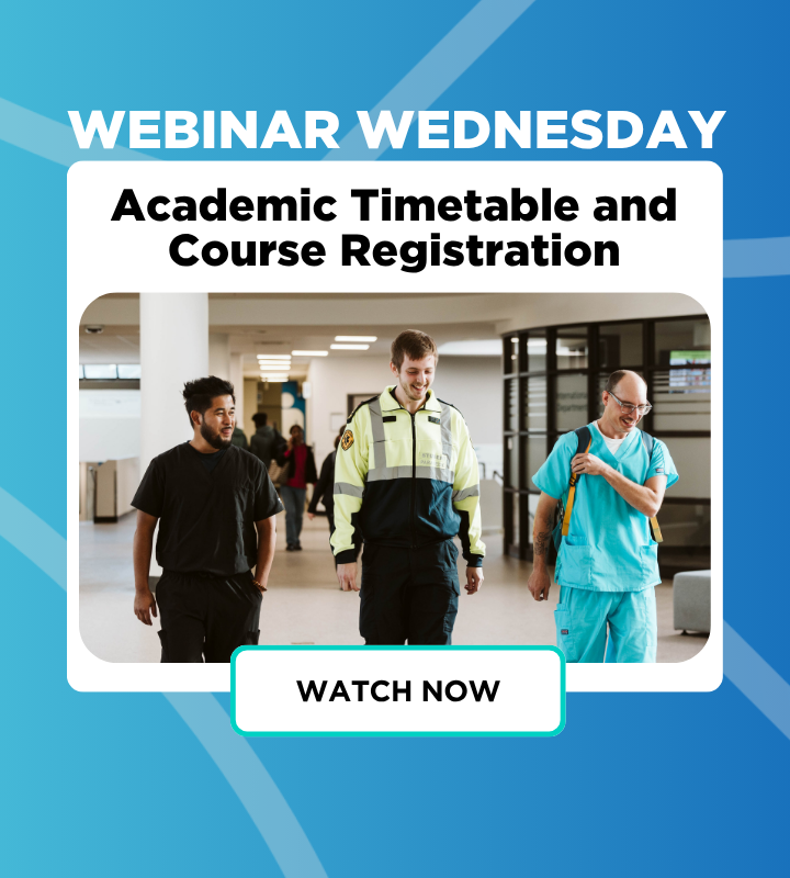 Webinar Wednesday graphic with the title 'academic timetable and course registration'